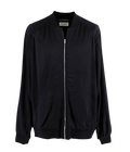 Black Satin Panther Embellished Bomber Jacket