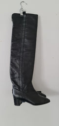 Black Leather Over The Knee Boots