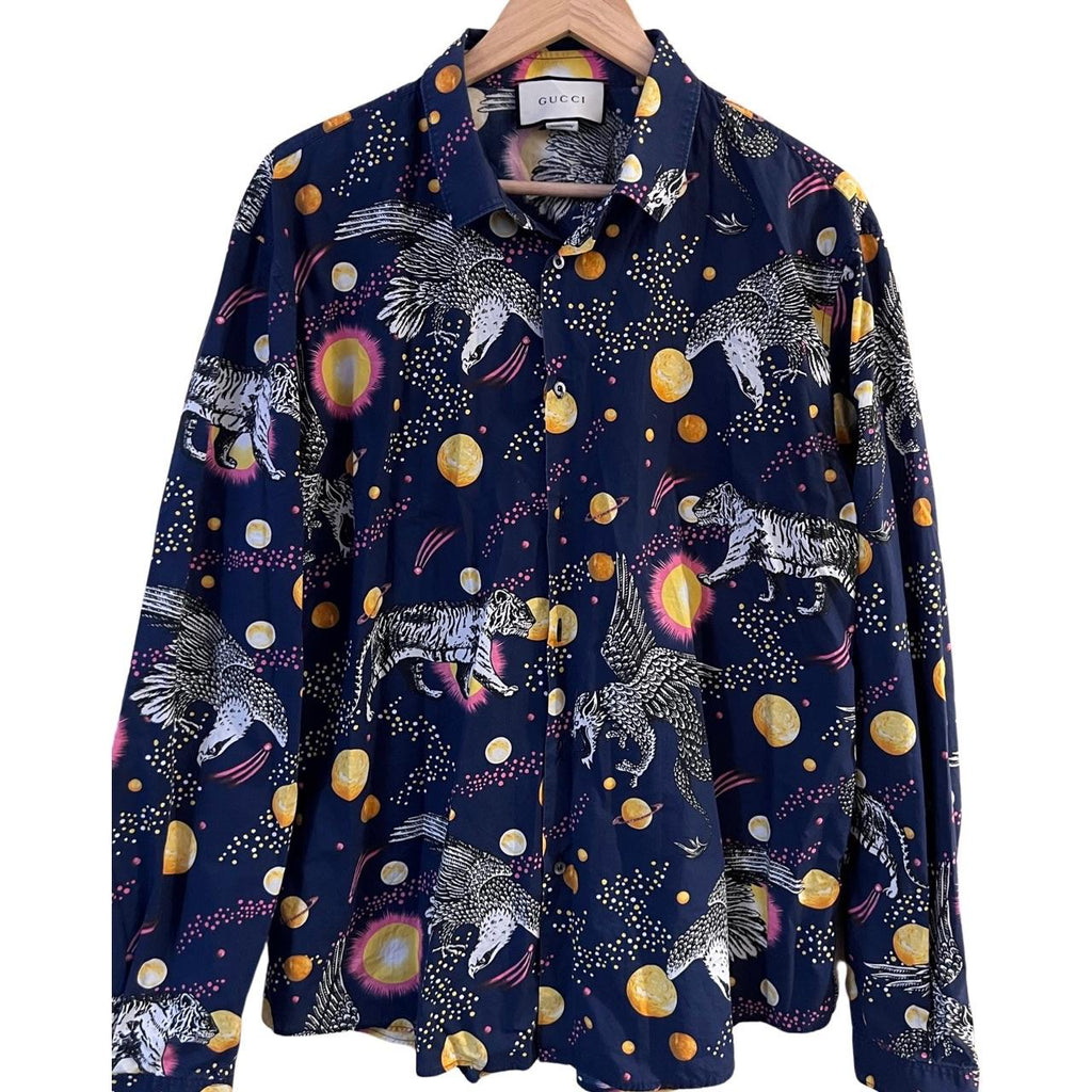 Navy space animals cotton shirt