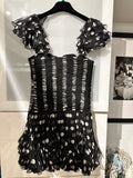Valentino Black and White Polka Dot Ruched Mini Dress