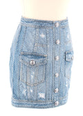 Balmain Crystal embellished denim mini skirt