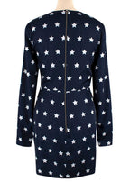 Self Portrait Navy Star Print Ruffle Mini Dress