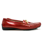 St. John Red Metallic Leather Loafers