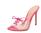 Gianvito Rossi Pink Perspex Lace Up Detail Mules