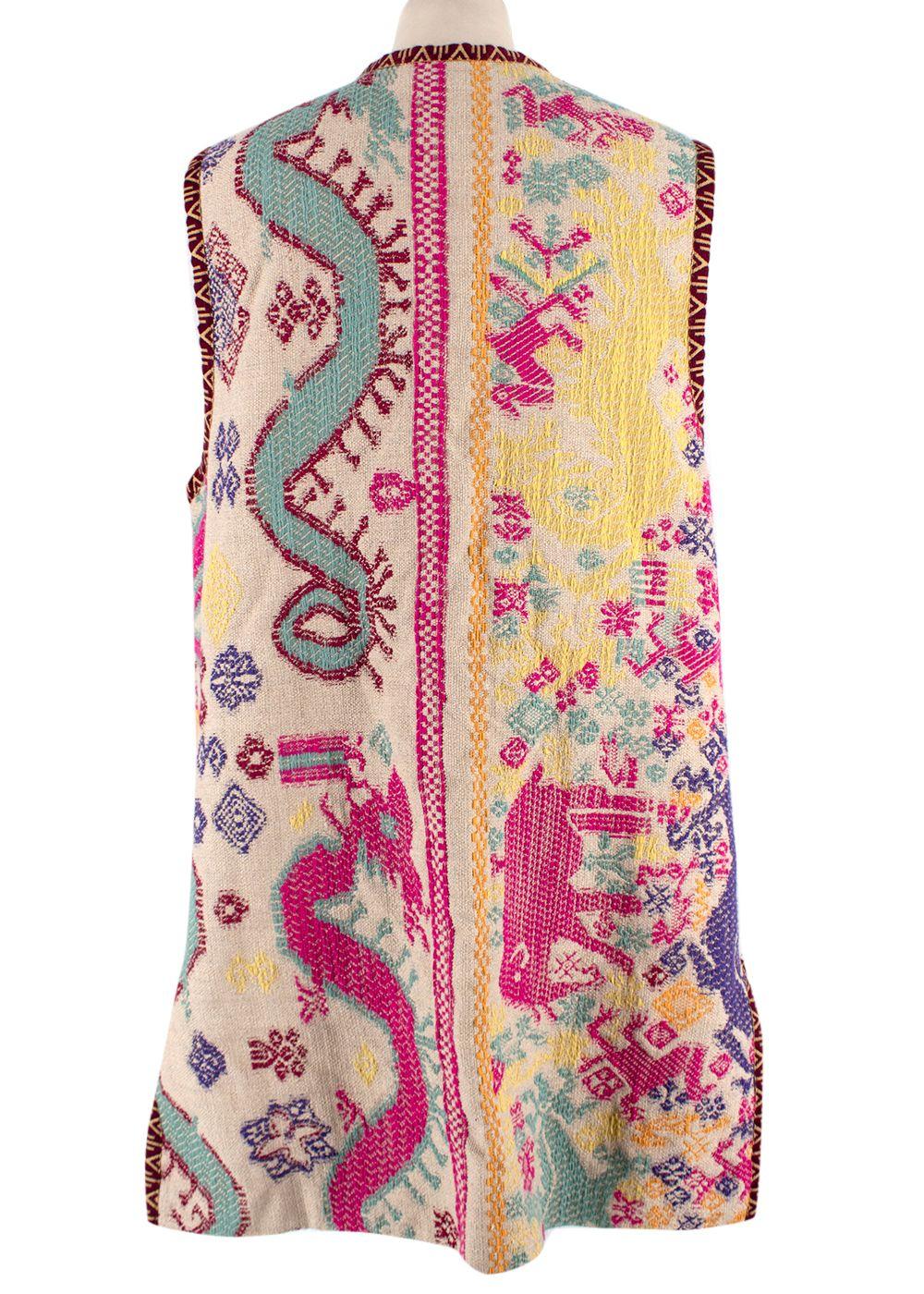 Etro Multicolour Pattern Embroidered Longline Vest