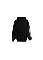 Black cotton jersey logo embroidered hoodie
