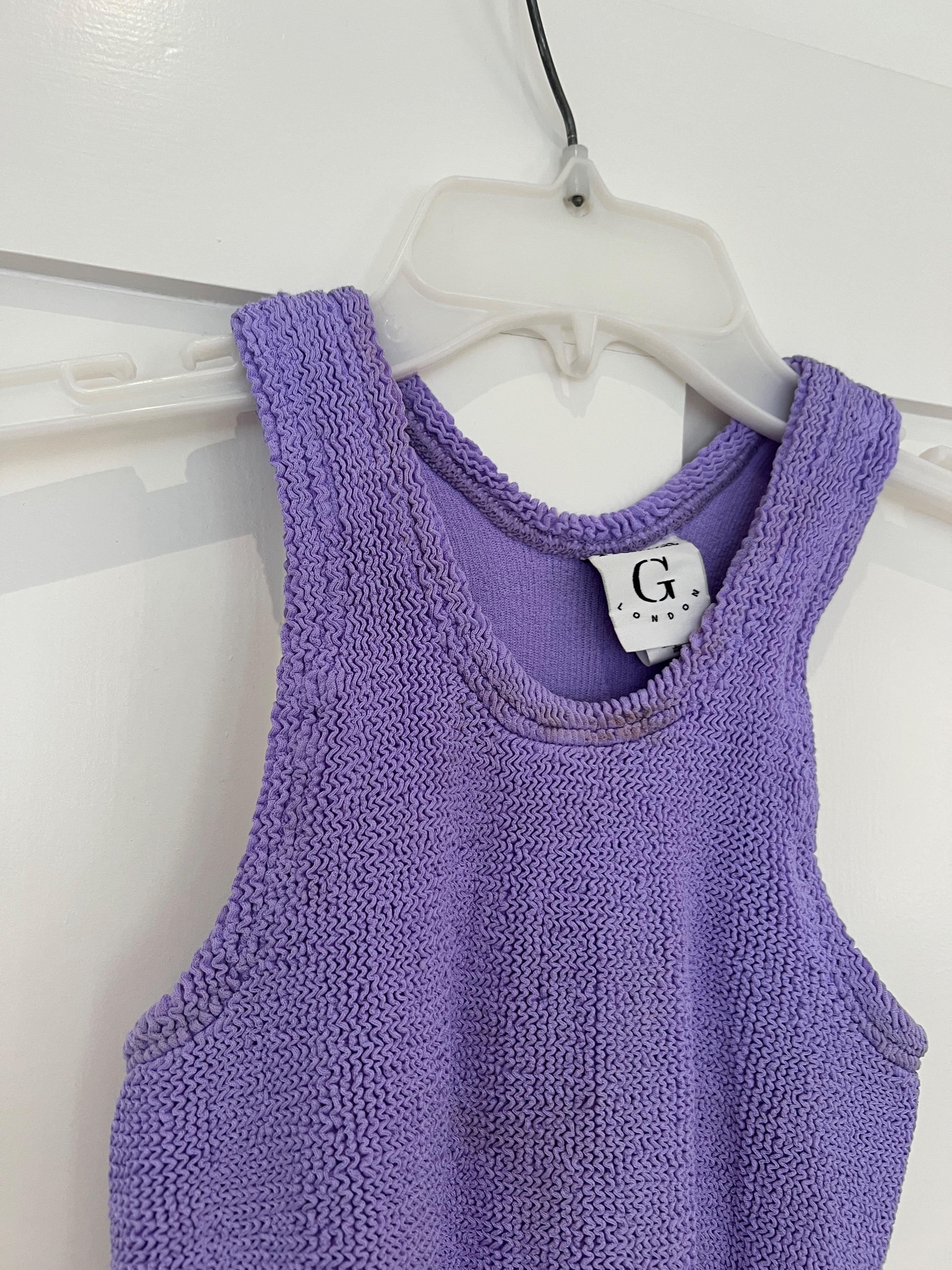 Hunza G Purple Seersucker Iris Mini Dress