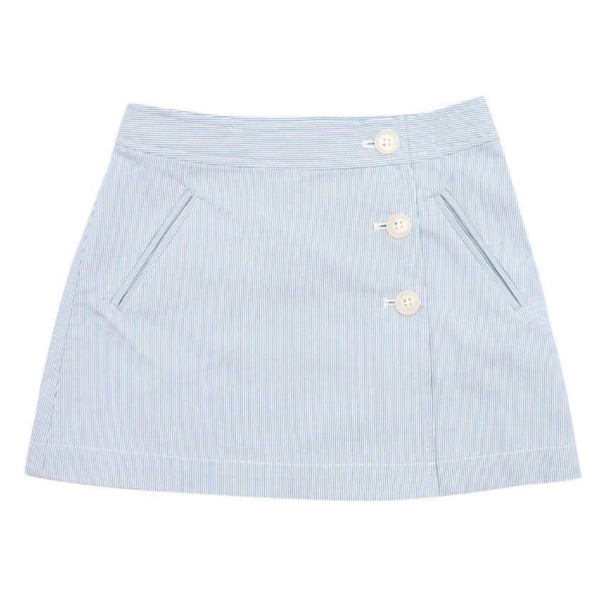 Bonpoint Girls 6Y Blue and White Striped Wrap Skirt