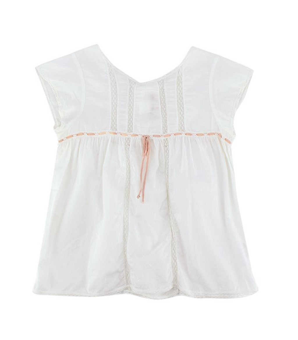 Lace Detail Kids 8Y Cotton Blouse