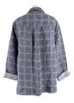 JW Anderson Unisex Blue Logo Grid Tunic Linen Shirt