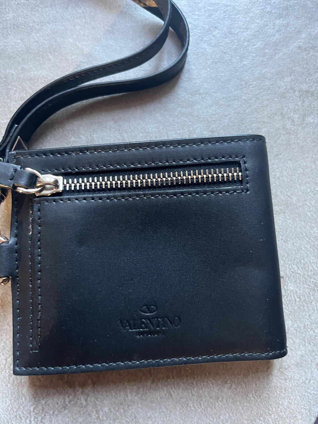 Valentino Black Foldable Wallet on Strap
