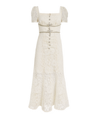 Self Portrait  Diamanté Trim Lace Midi Dress