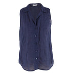 Equipment Navy Linen Sleeveless Shirt