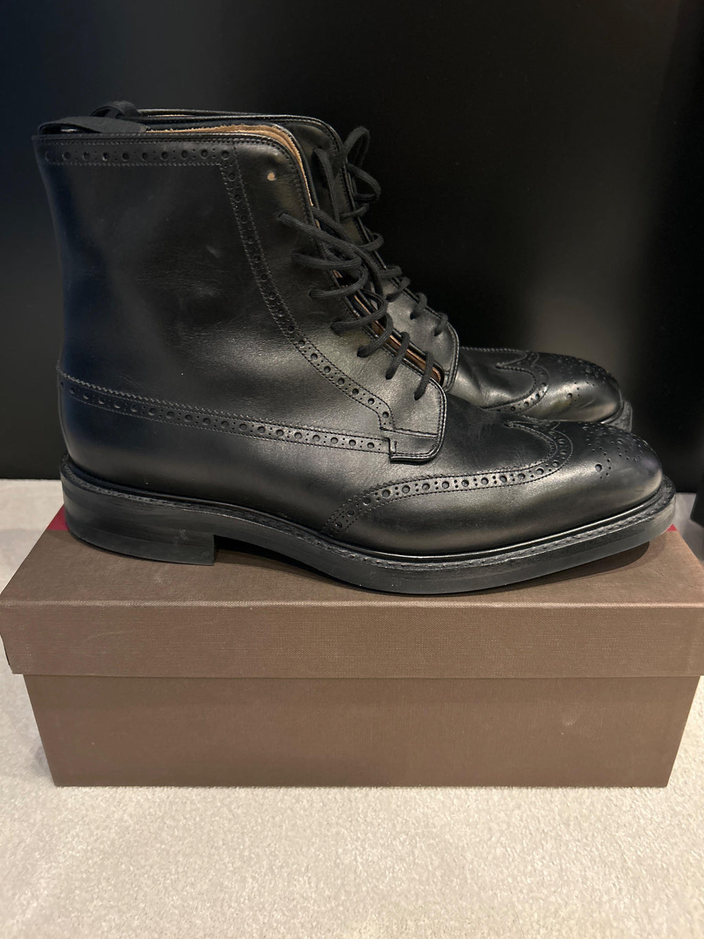 Black Leather Nutley Combat Boots