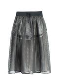 Dior Fall 2021 Metallic Silver Mesh Midi Skirt