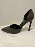 Grey Leather D'Orsay 105 Pumps