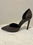 Grey Leather D'Orsay 105 Pumps