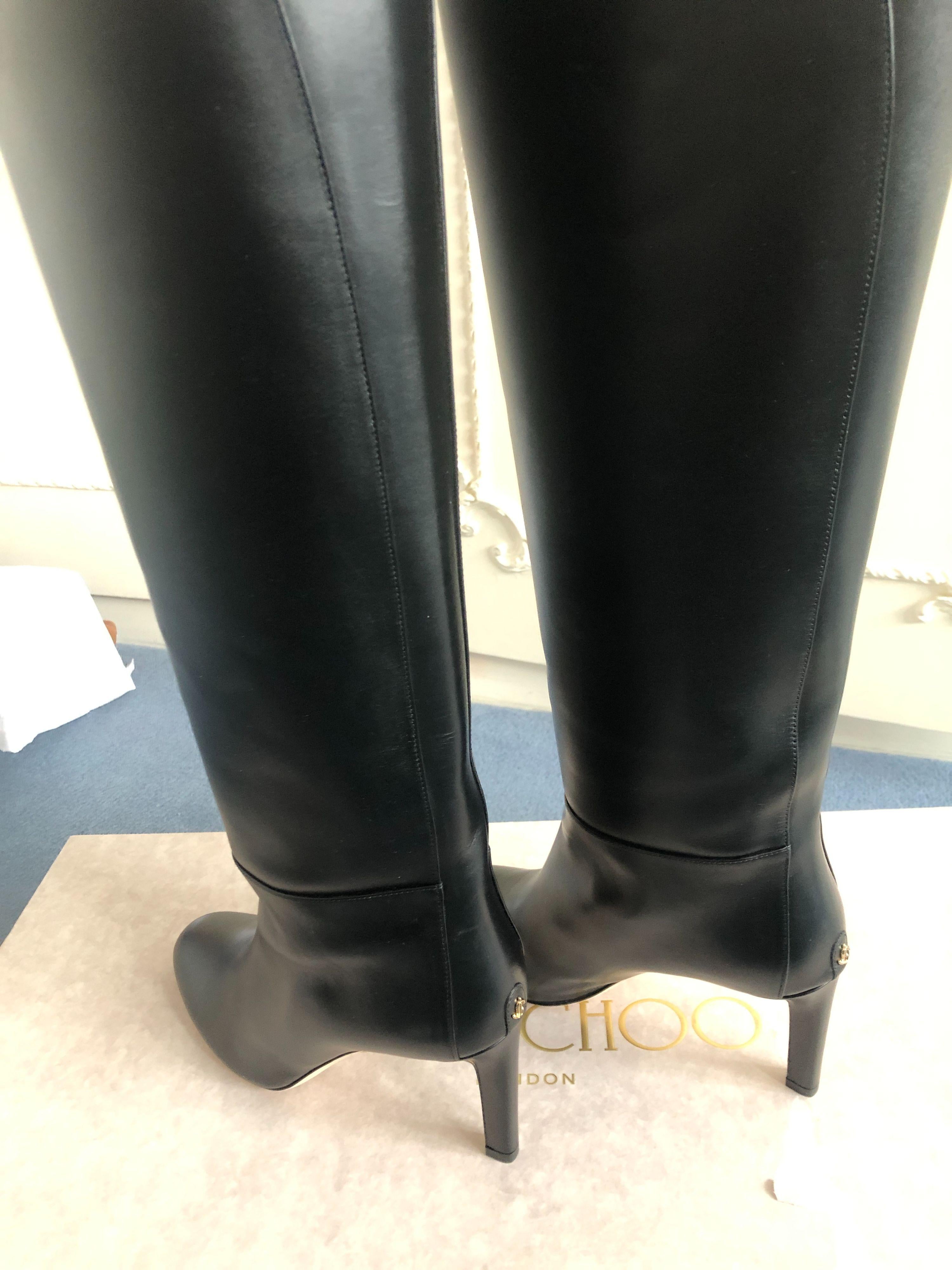 Karter 85 Black Calf Leather Knee-High Boots