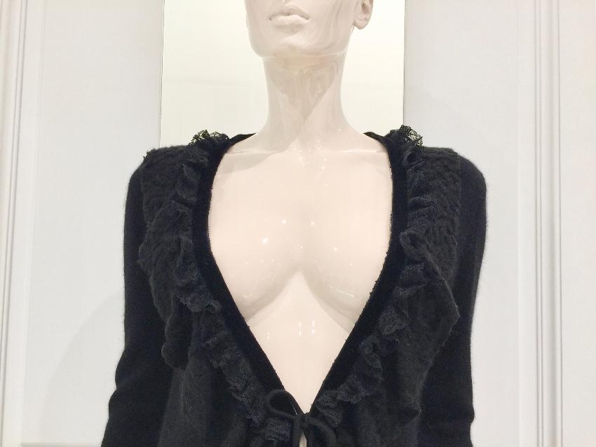 Blumarine Black Angora Wool & Leavers Lace Soft Jacket Cardigan