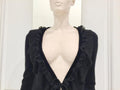 Blumarine Black Angora Wool & Leavers Lace Soft Jacket Cardigan