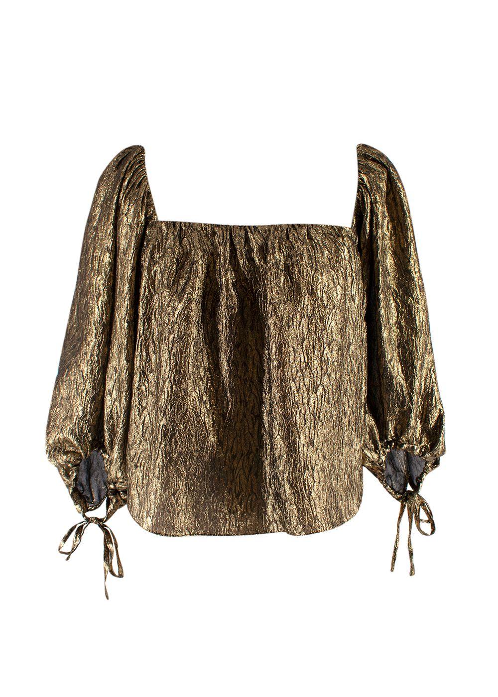 Saint Laurent Metallic Jacquard Silk Blouse