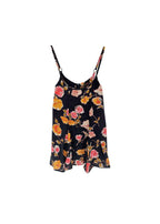 Black painterly floral crepe cami top