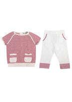 Loro Piana 3-6m Red and White Striped Knit Baby Top and Pants Set