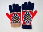 Gucci Fair Isle GG Knit Red & Blue Gloves - Size M
