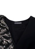 Alexander McQueen Crystal Embellished Black Draped Sleeve Gown