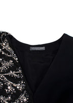 Alexander McQueen Crystal Embellished Black Draped Sleeve Gown