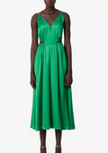 Maje V-Neck Cut-Out Woven Midi Dress