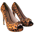 Miu Miu St Mini Leopard Peeptoe Pumps