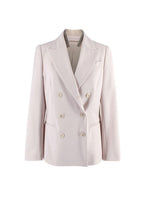 Bead Embellished Double Breasted Wool Blend Blazer