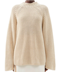 Toteme Cream Ribbed Fluted Sleeve Jumper