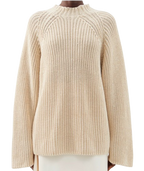 Toteme Cream Ribbed Fluted Sleeve Jumper