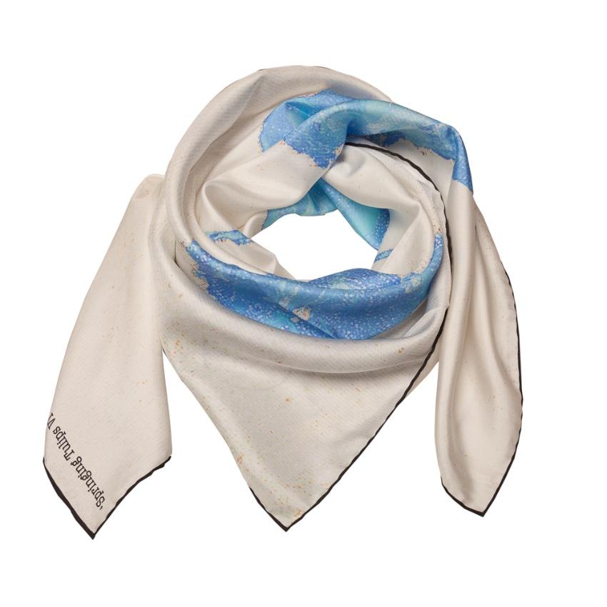 Rosemary Goodenough White & Blue Springing Tulips VI Silk Scarf