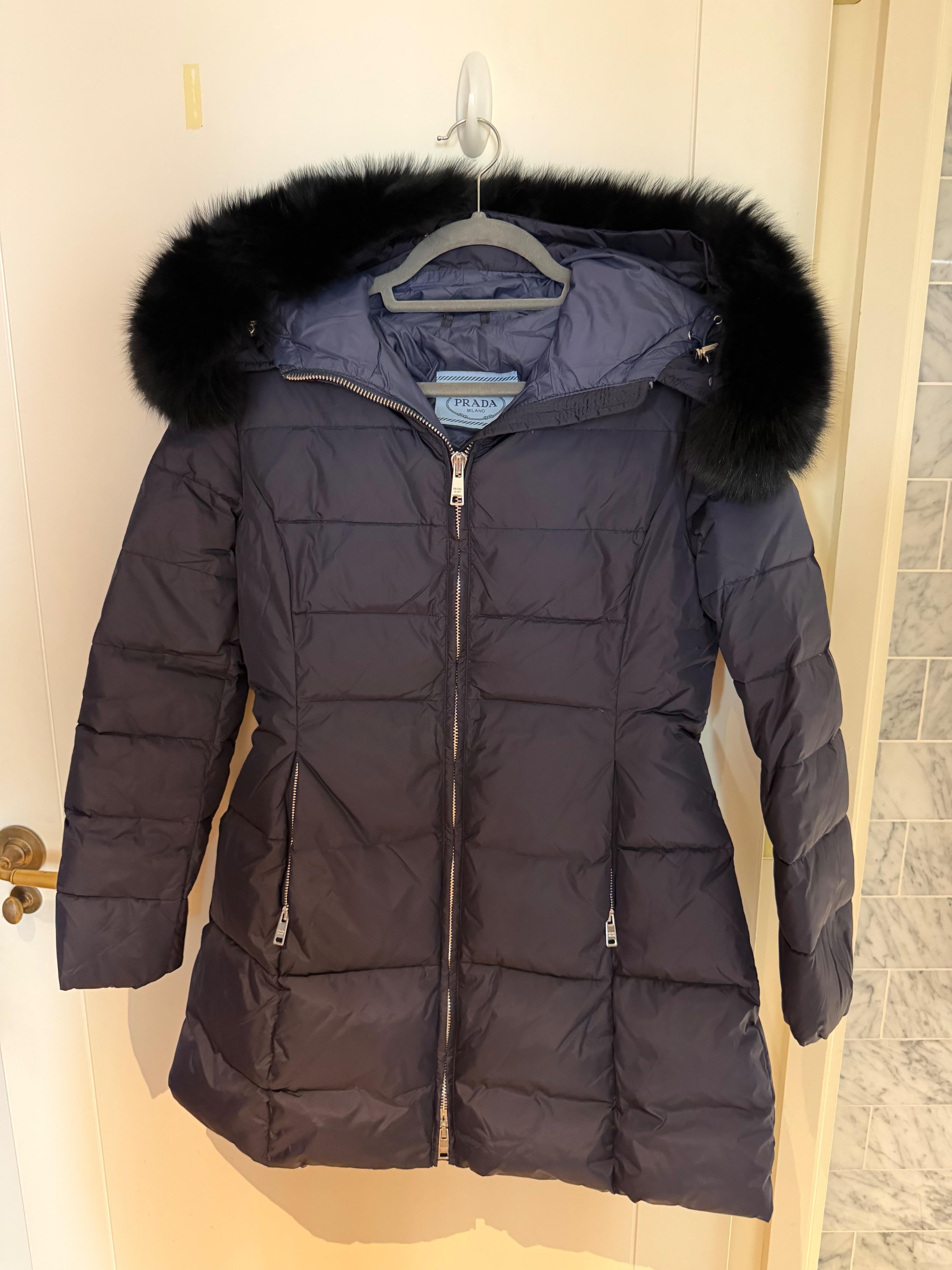 Prada Fur Trimmed Hood Puffer Coat