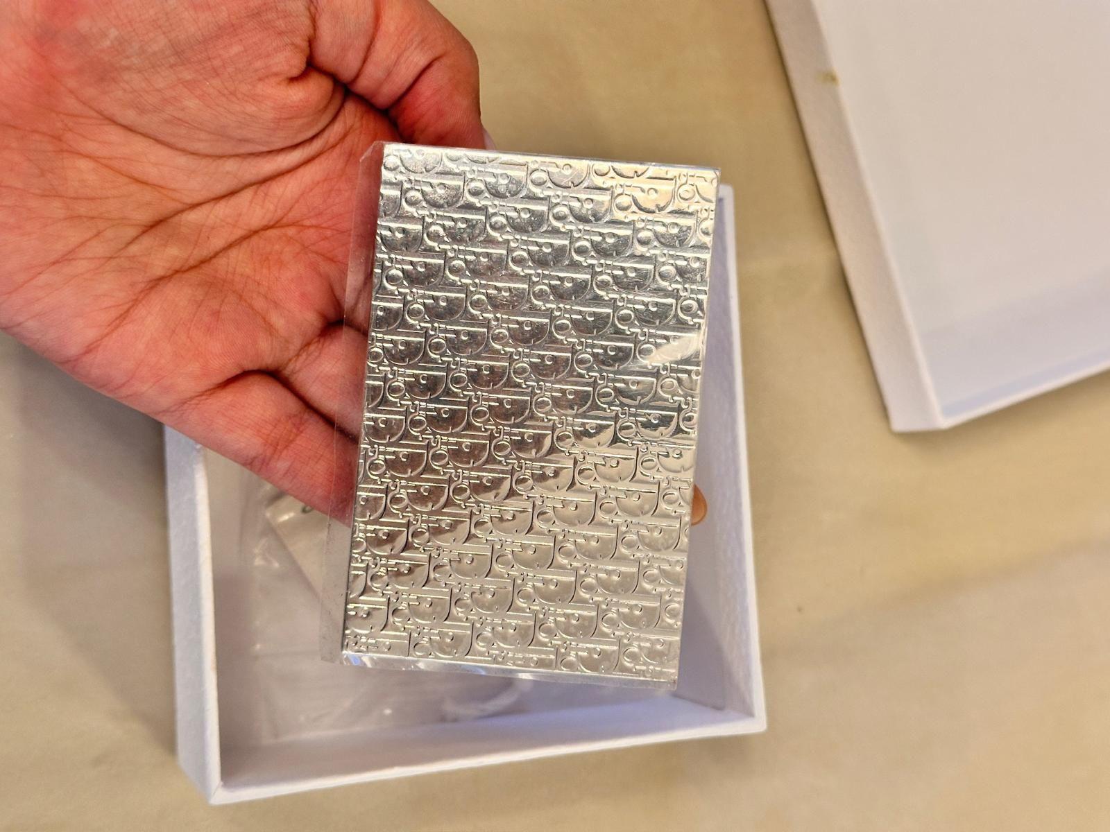 Dior Silver Oblique Metal Card Holder