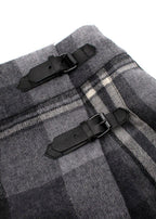 Grey Wool Box Pleated Skirt