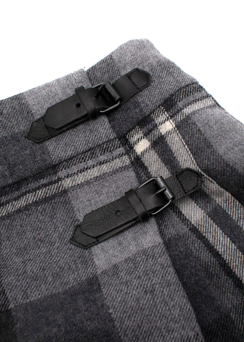 Grey Wool Box Pleated Skirt