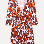 Orange leopard print silk jersey Julian mini dress