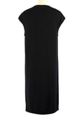 Lanvin Black Wool Knit Midi Dress with Floral Applique Detail