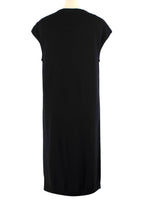 Lanvin Black Wool Knit Midi Dress with Floral Applique Detail