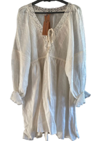 Lace Insert Lightweight White  Cotton Tunic Dress