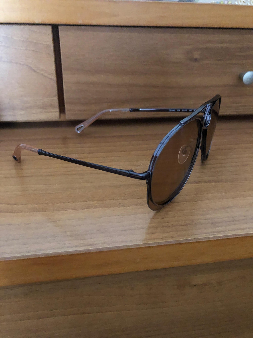 Brown Round Aviator Sunglasses