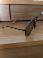 Brown Round Aviator Sunglasses