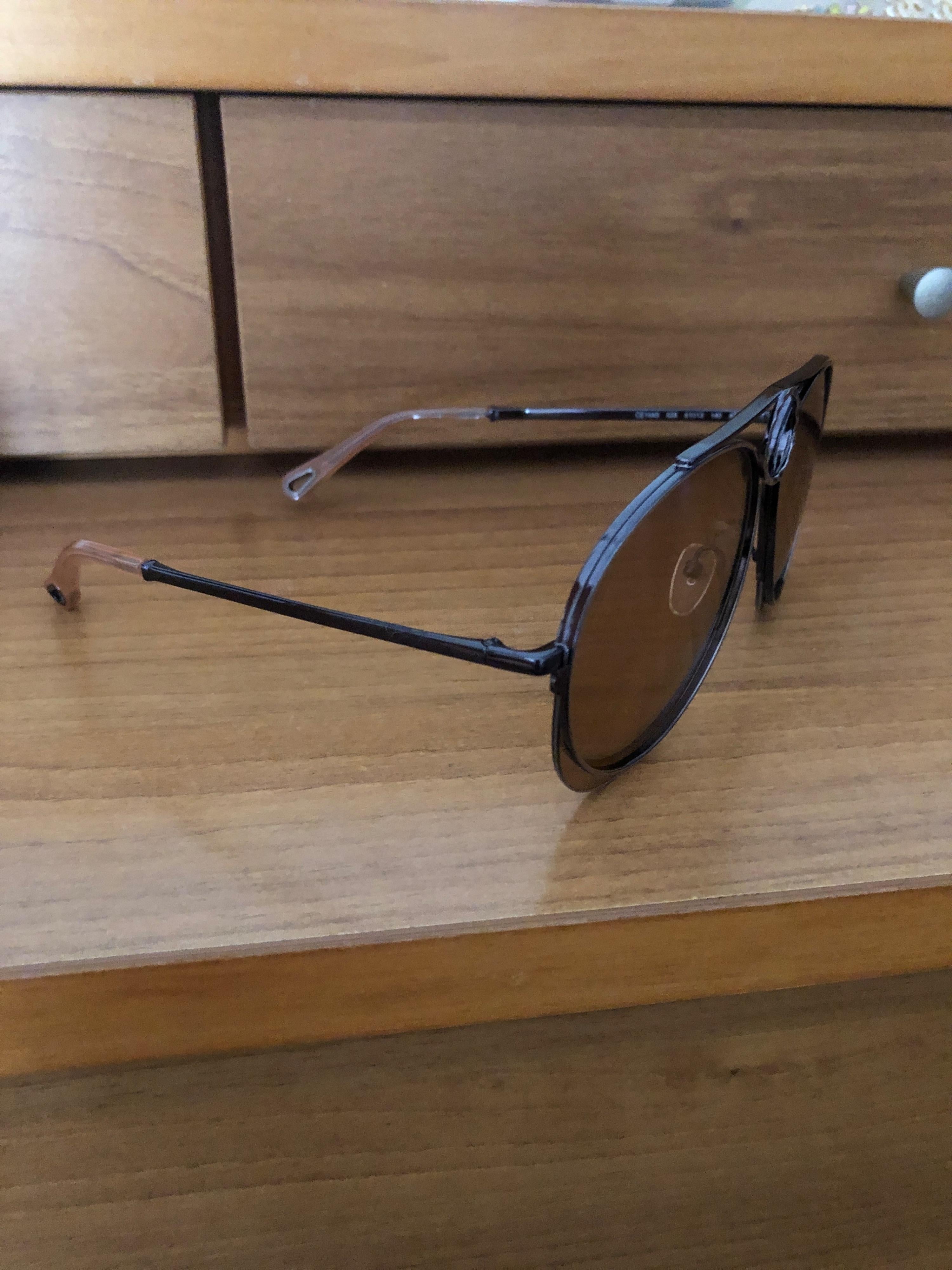Brown Round Aviator Sunglasses