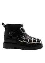 Burberry Black Multi-strap Leather Buckle Biker Boots