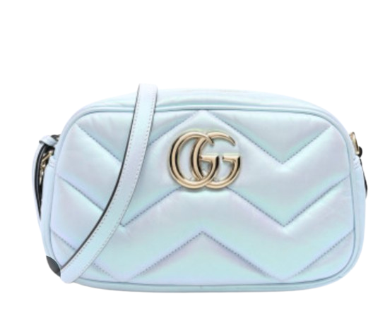 Opalescent Blue Nappa Chvron Matelasse Bag