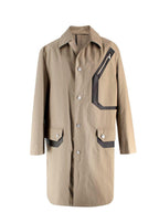 Hermes Neutral Beige Trench Coat with Brown Leather Inserts